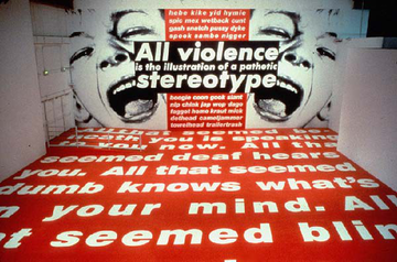 BarbaraKruger-All-Violence-is-an-Illustration-of-a-Pathetic-Stereotype-1991