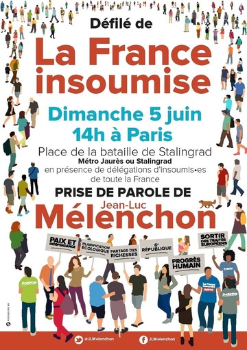 Les « insoumis » à Paris, dimanche 5 juin avec MÉLENCHON